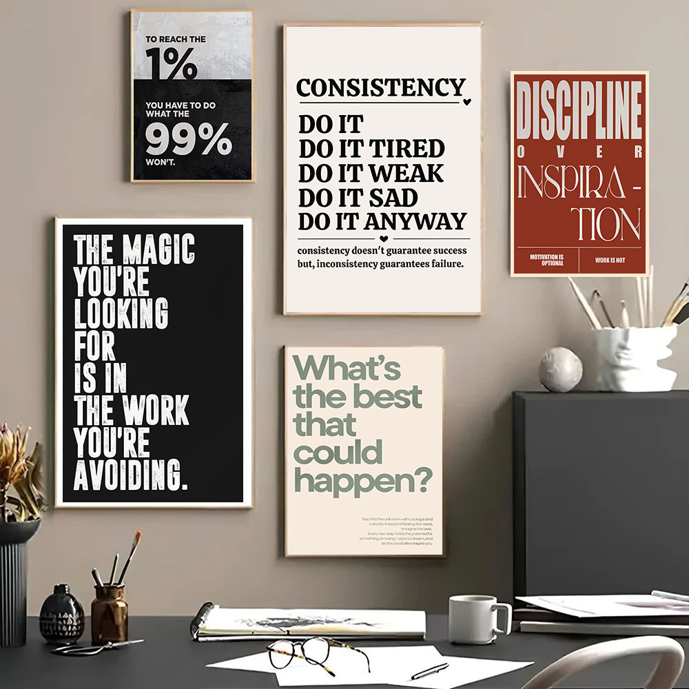 Home Office Room Inspiration - لوحات فنية ملهمة بعبارات تحفيزية بسيطة،