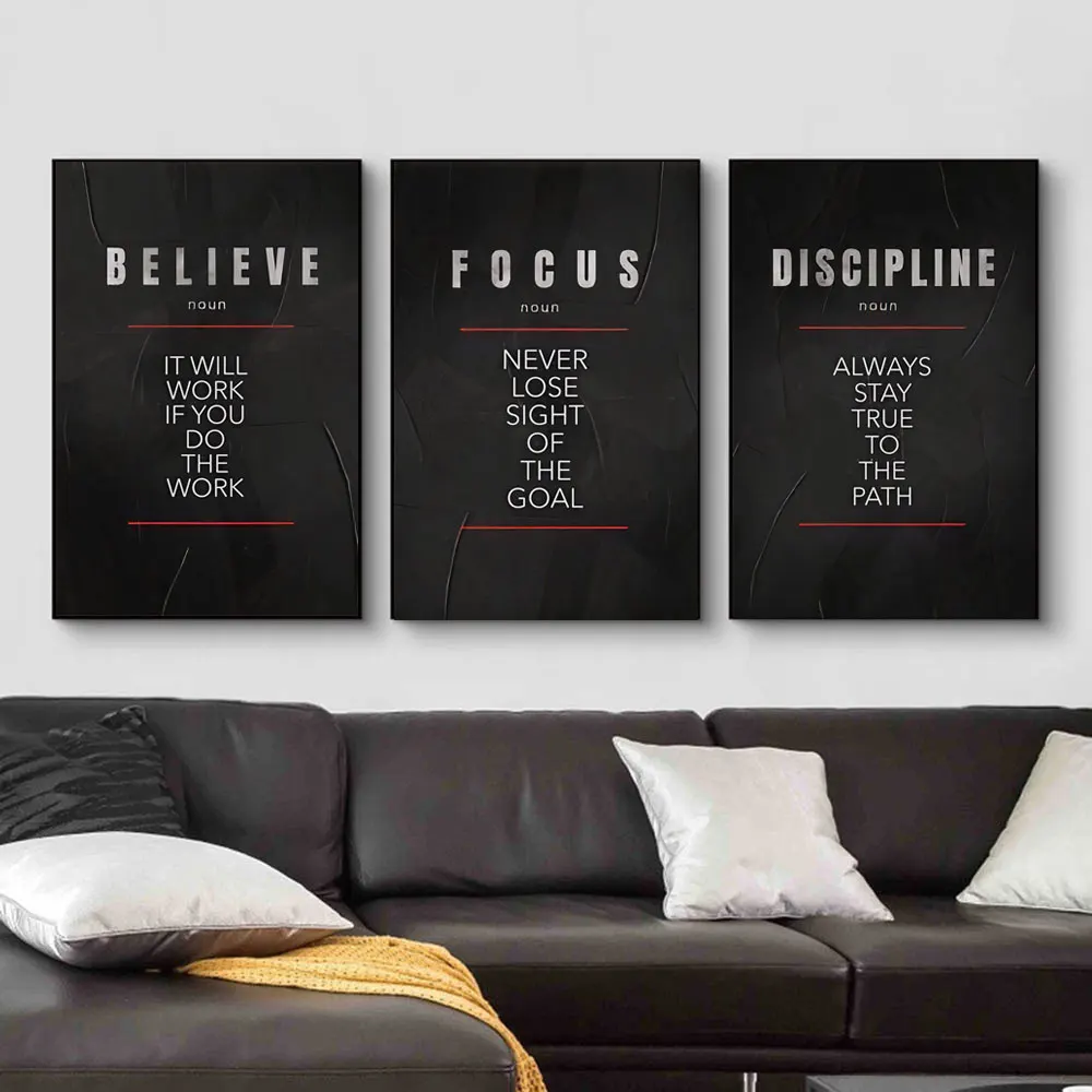 Home Office Room Inspiration - ملصق تحفيزي وملهم بتصميم تعريف الانضباط