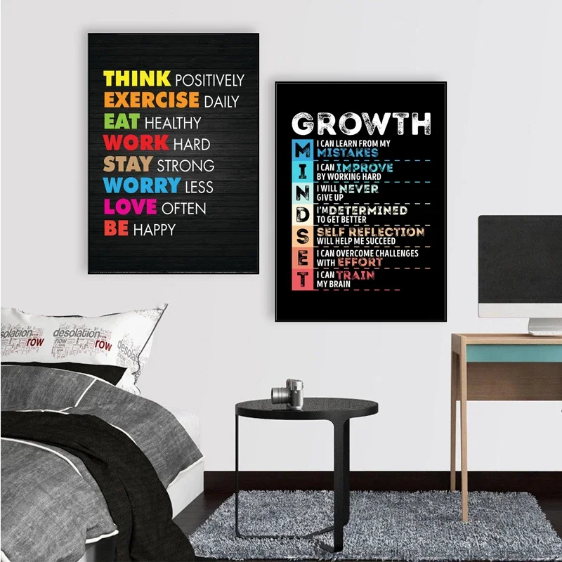 Home Office Room Inspiration - يقتبس النجاح التحفيزي لوحة قماشية ،